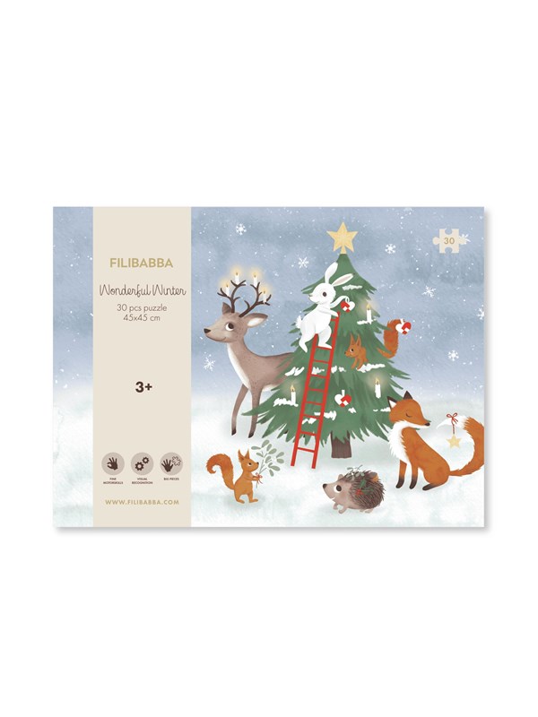 Filibabba Puzzle with 30 pcs (45x45 cm) - Wonderful Winter - Forest friends
