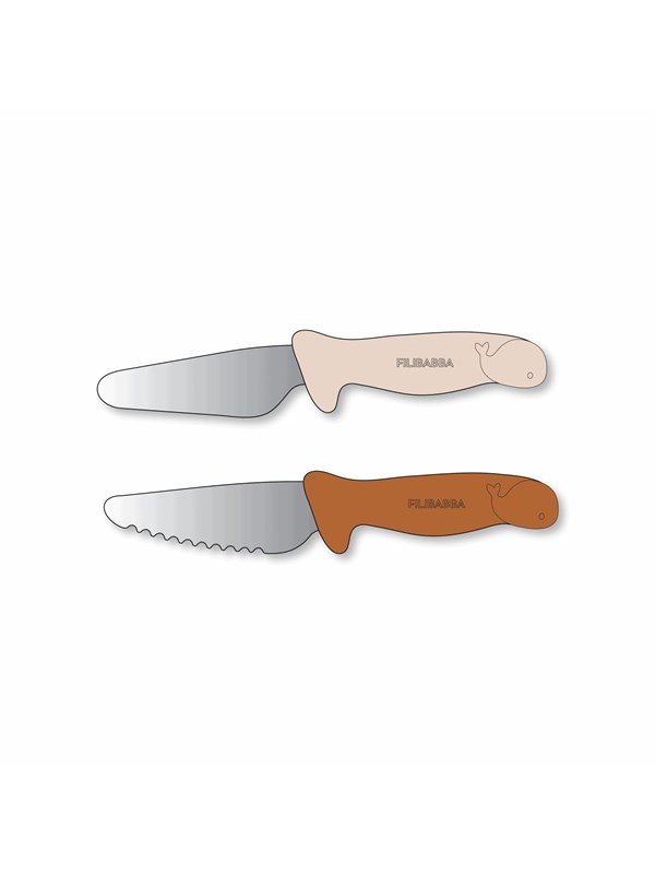 Filibabba Beginner's cutting knives 2-pack - Pumpkin + Offwhite