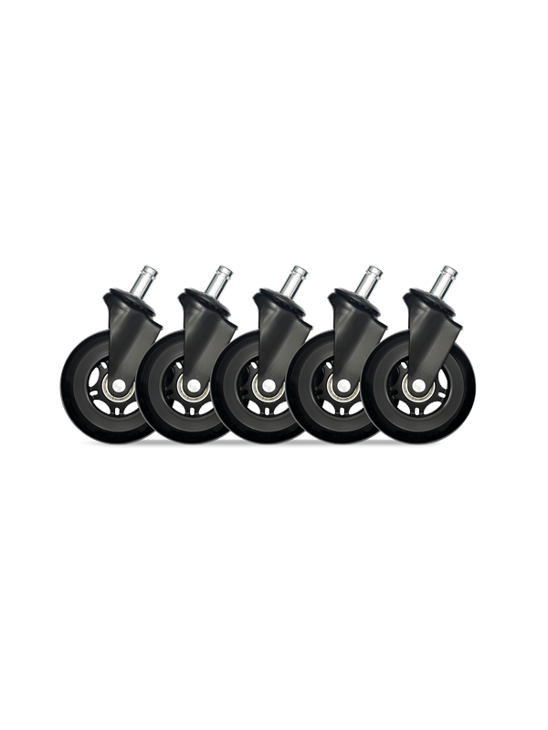 DUTZO Premium 3" Universele Rubberen Zwenkwiel voor alle stoelen - Zwart - Rubber