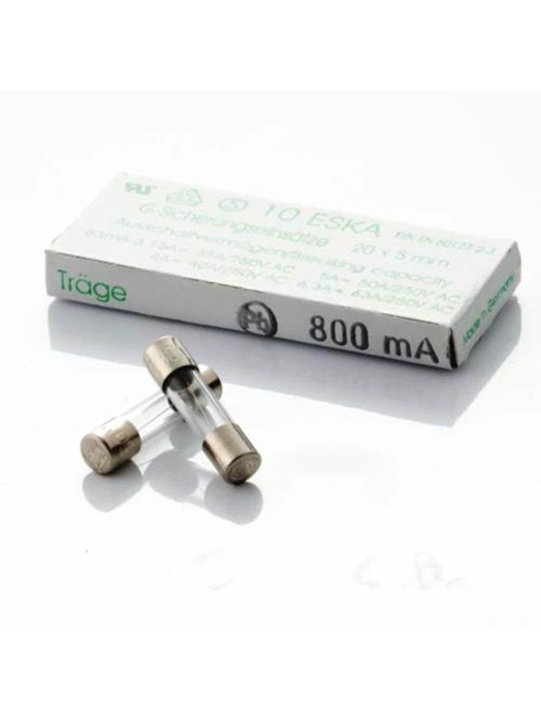 Nordic Quality Glass Fuse Slow 0.8A- 10 Pack