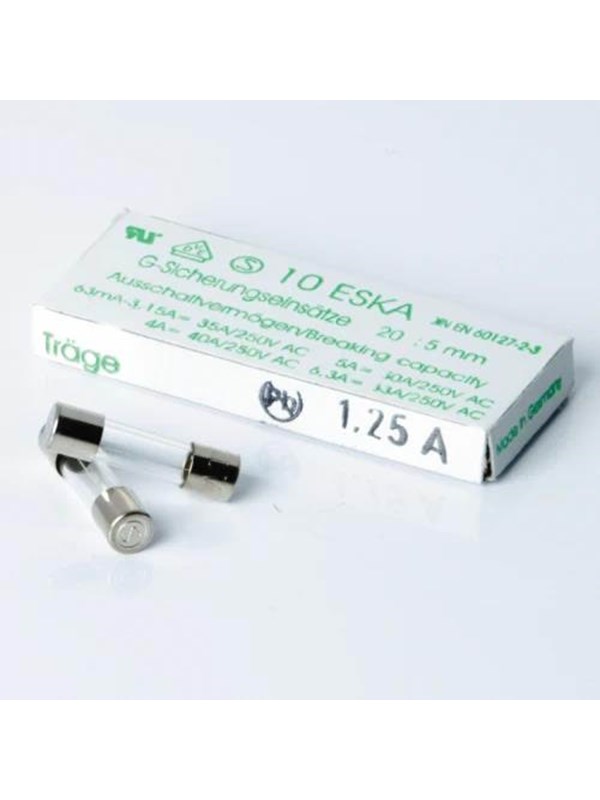 Nordic Quality Glass Fuse Slow 1.25A - 10 Pack