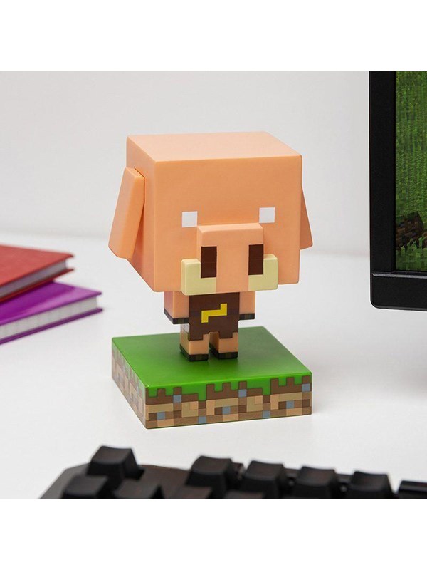 Minecraft Piglin Mini Icon Light, officieel gelicentieerde LED‑lamp voor kinderkamers, gamingkamers en woondecoratie, op batterijen werkend verzamelobject – Paladone