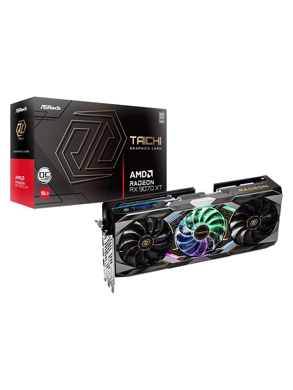ASRock AMD Radeon RX 9070 XT Taichi OC - Videokaart - 16GB - GDDR6 - PCIe 5.0 - 1x HDMI 2.1 - 3x DisplayPort 2.1