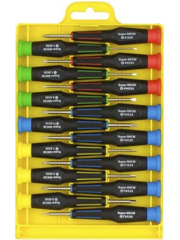 Deltaco Precision Chisel Set 15 chisels Groove / Philips / Torx / Hex Black