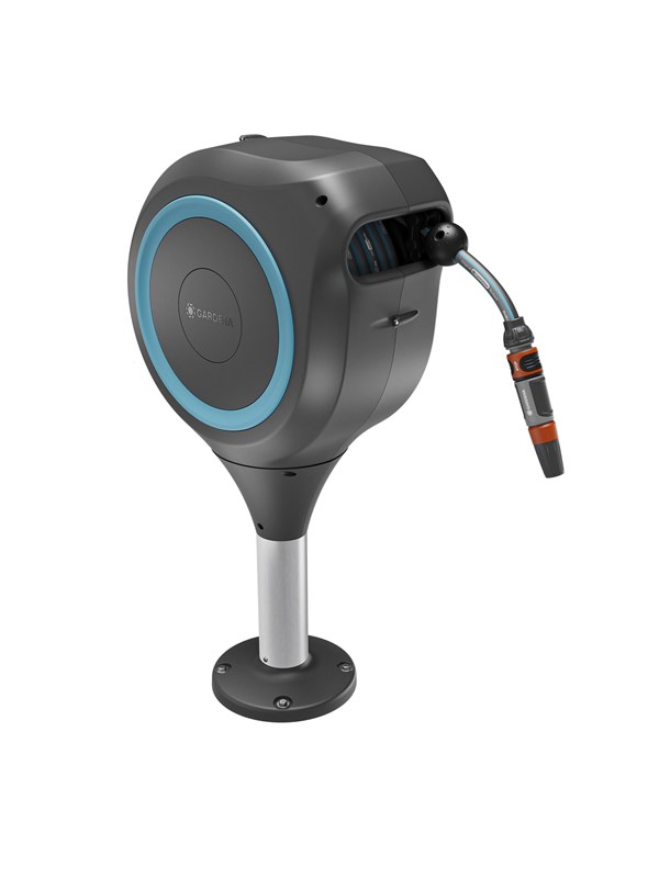Gardena Patio slangbox RollUp M, 20 m slang, turkoois, automatisch oprolbaar