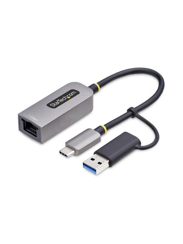 StarTech.com USB-C to Ethernet Adapter w/USB-A Adapter Realtek RTL8153B - network adapter - USB-C 3.2 Gen 1 - Gigabit Ethernet