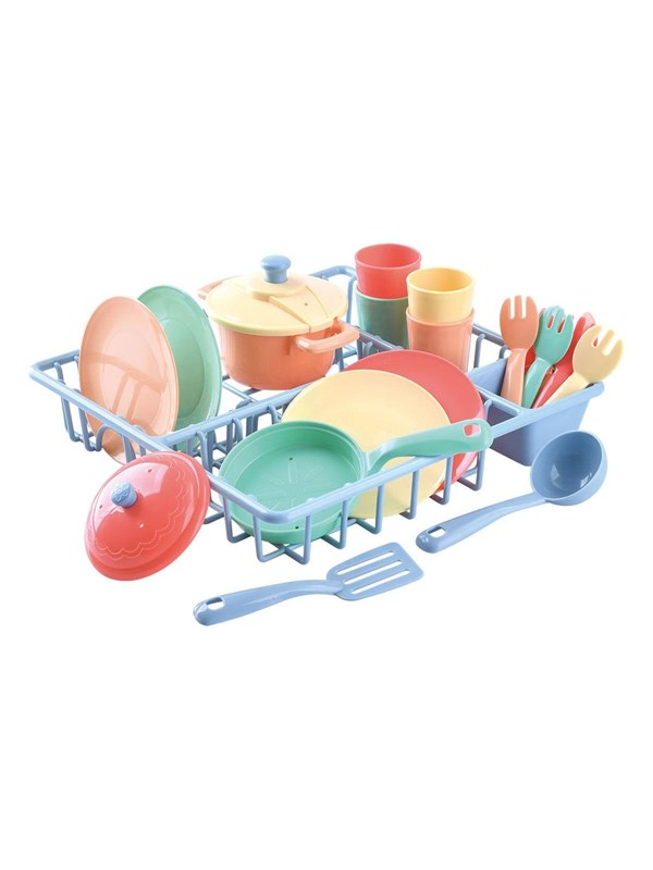 Play speelgoed wasrek met keukenaccessoires - 23-delige set servies.