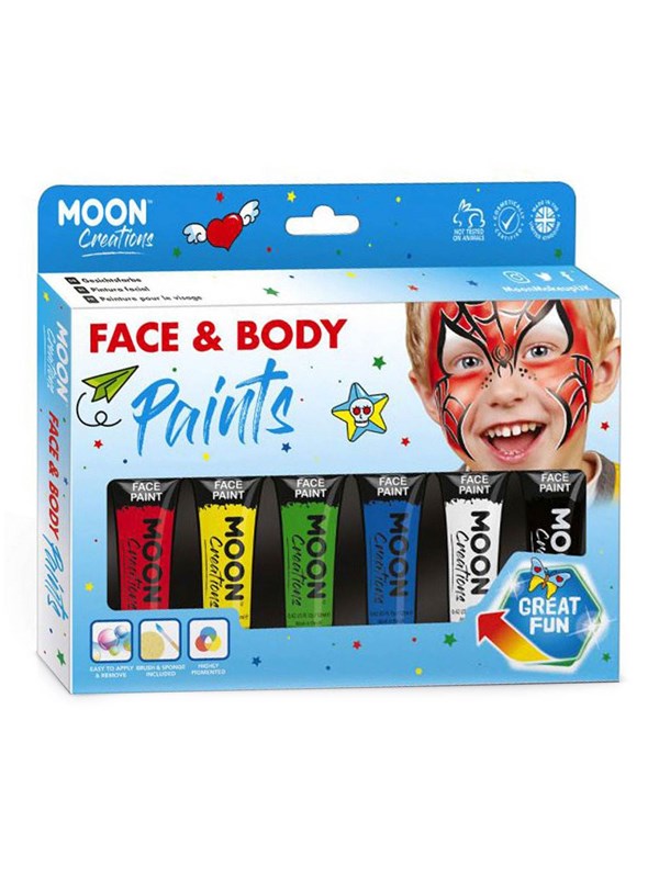 Moon Creations Face & Body Paint Schmink Primary Colours Set Multicolours