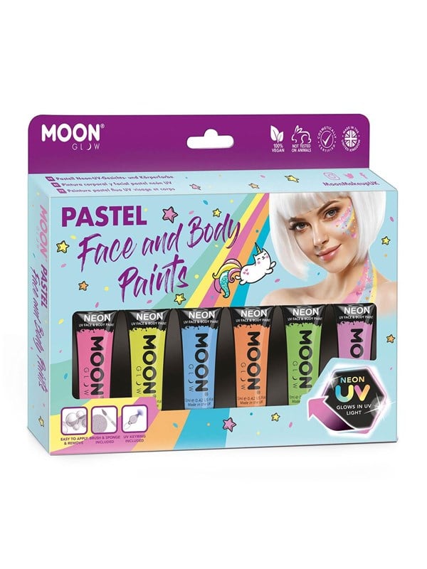 Haza Witbaard Face & Body Paint Make-up Set - Pastel Neon