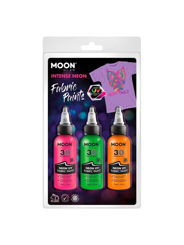 Moon Glow Kledingverf Neon Uv 30 Ml 3 Stuks Roze/groen/oranje