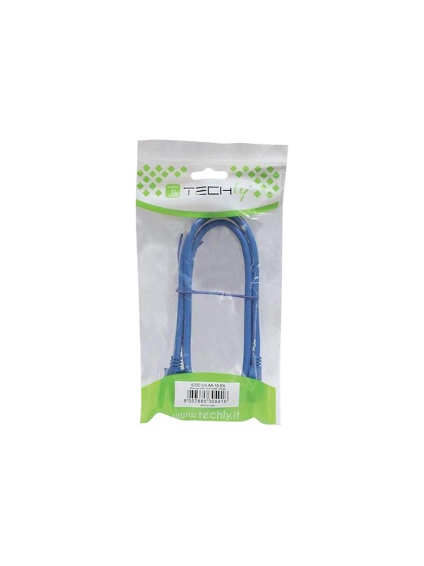 TECHly USB-kabel USB 3.2 Gen1 (USB 3.0 / USB 3.1 Gen1) USB-A stekker, USB-A bus 50.00 cm Blauw Vergulde steekcontacten