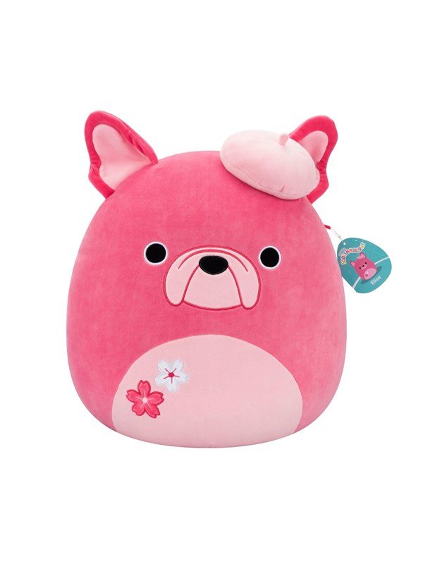 Squishmallows - Elise - Pink French Bulldog W/Sakura Flowers and Beret 40cm pluche