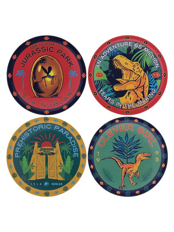FaNaTtik - Jurassic Park Set of 4 Printed Metal Drinks Coasters - Kustvaarder