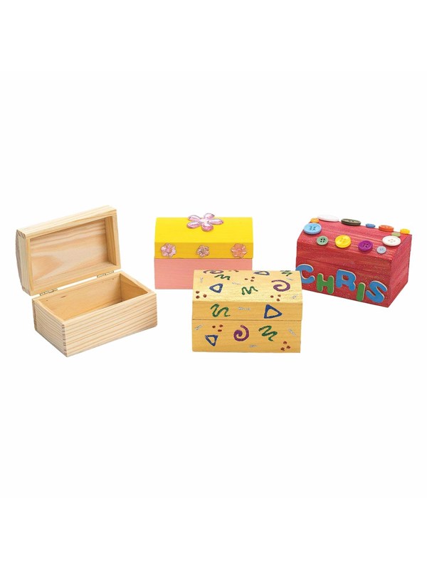 Colorations houten schatkist knutselset - Versier je eigen kistje, 12 stuks.