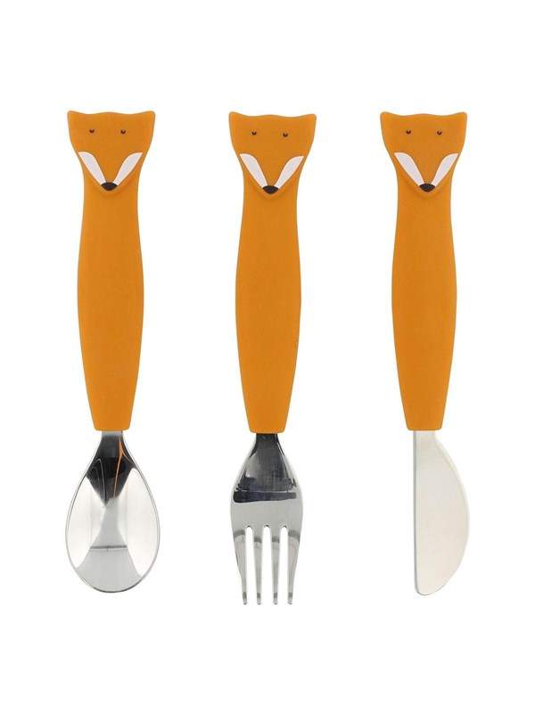 Trixie Baby Bestek - Mr. Fox - Eetset met Lepel, Vork en Mes - Babybestek van Siliconen - Geschikt voor de Vaatwasser