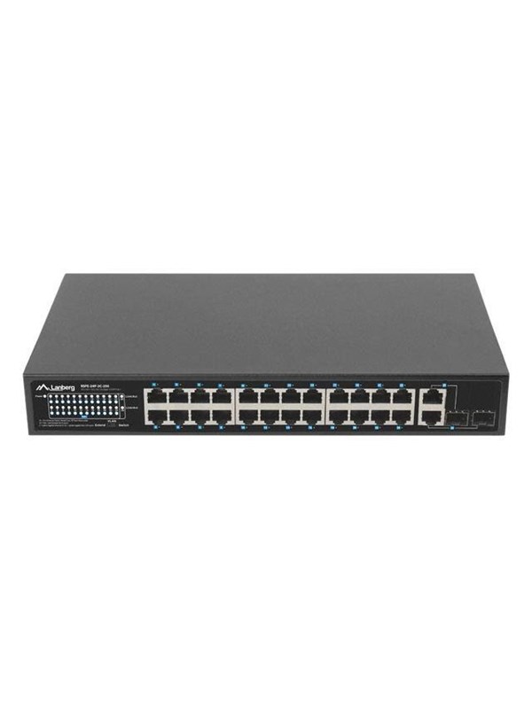 Lanberg Switch 24-Port 100MB PoE+ (250W) / 2x Gigabit Combo Uplink 19"
