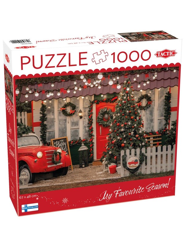 Tactic Christmas Porch – Puzzel – 1000 stukjes – Kerstsfeer en Winterdecoratie – Warme Feestelijke Veranda – Hoogwaardige Scandinavische Kwaliteit