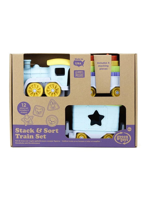Green Toys Stapel en Sorteer Trein - 12 delig - educatief speelgoed