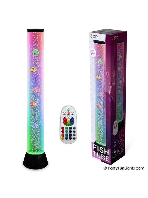 PartyFunLights - XXL Vislamp met bubbels 80cm - kleur veranderend - werkt op een USB adapter- incl. USB kabel