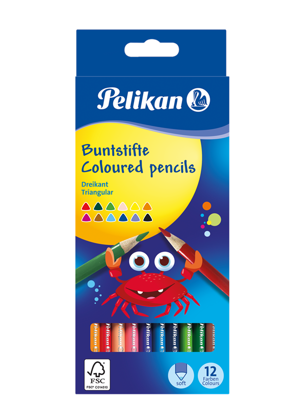 Pelikan 12 col.Pencils triangular.thin longBD12LN