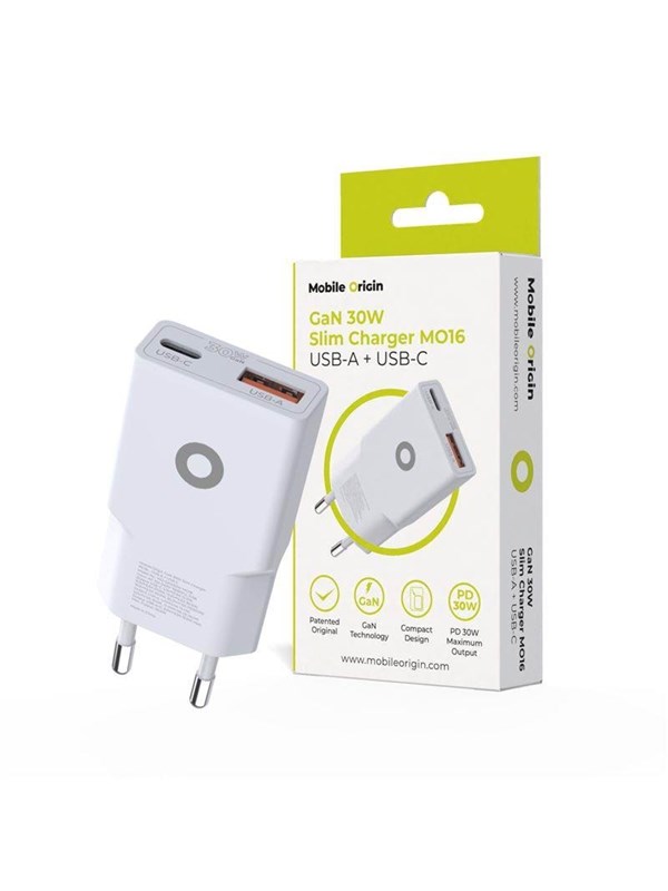 Mobile Origin GaN 30W Slim Charger TÜV MO16 - USB-A + USB-C