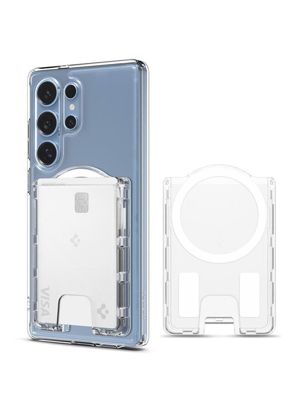Spigen Ultra Hybrid - Compatibel met MagSafe - Kaarthouder/Pasjeshouder - Ruimte voor Maximaal 3 Pasjes -Transparant - Compatibel met S25