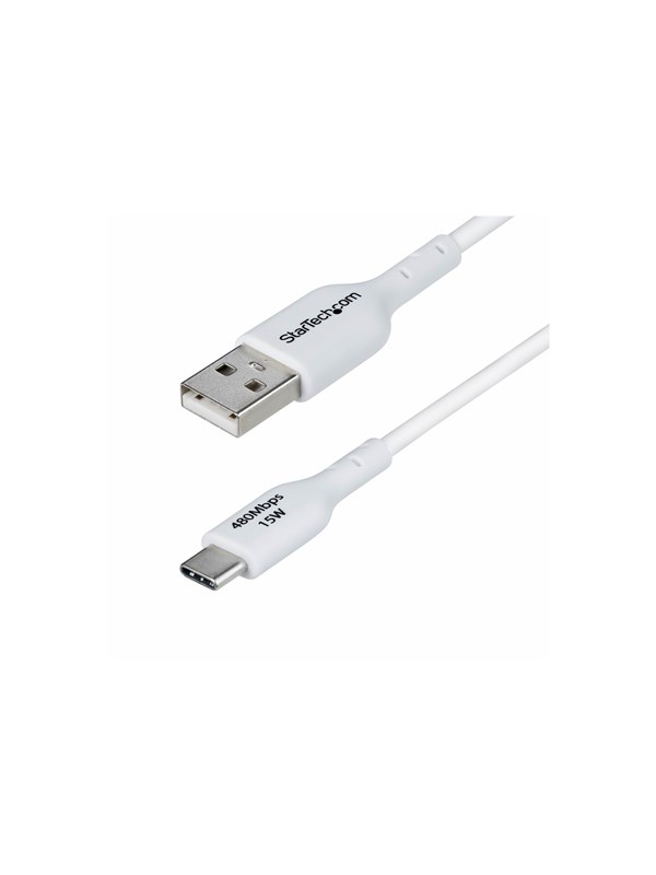 StarTech.com 1m USB-A naar USB-C Laadkabel, USB-A naar USB Type-C Oplaadkabel, Opladen & Synchroniseren, 3A Fast Charge, USB 2.0 Data Transfer Kabel, TPE Mantel, Wit