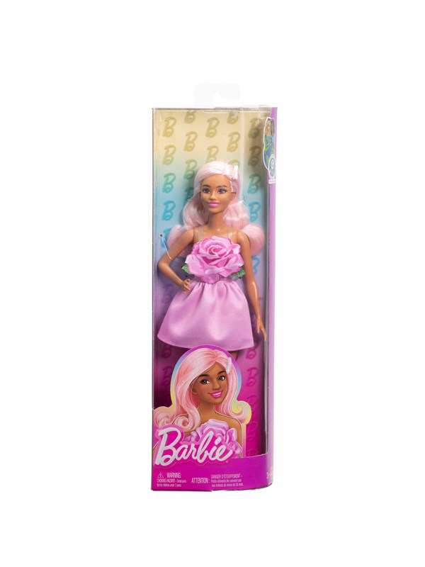 Barbie Pop - Schouderloos roze jurkje - Pop met roze haar - Modepop
