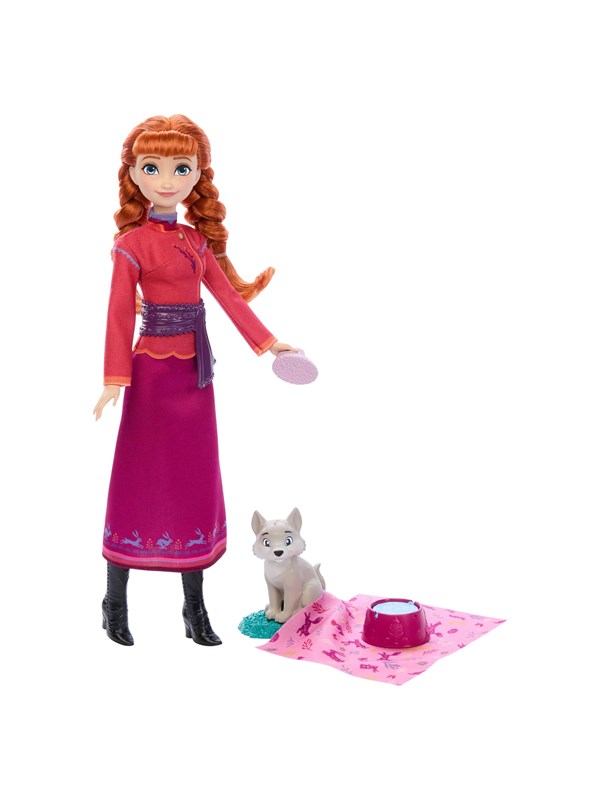 Mattel Disney Frozen Anna pop met wolf welp speelgoed.