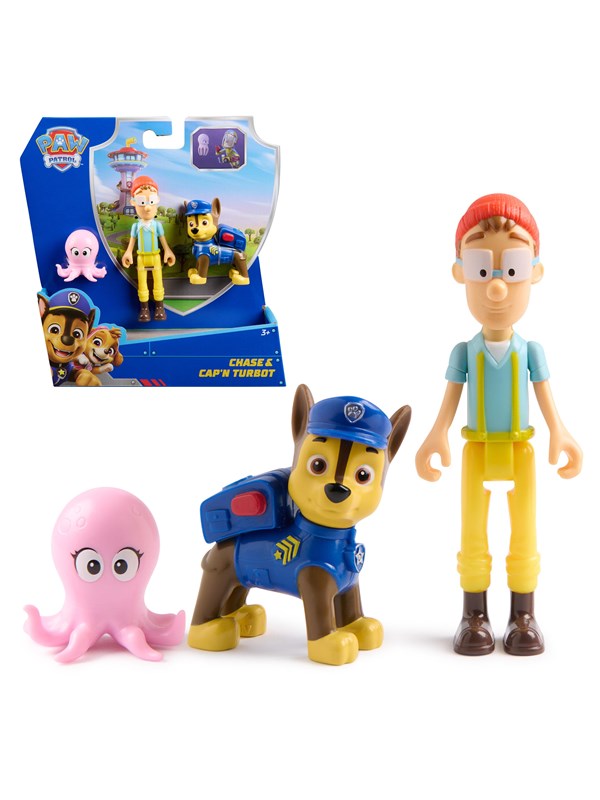 PAW Patrol - Speelfigurenset met 3 verzamelfiguren van Chase, Kapitein Turbot en baby-octopus