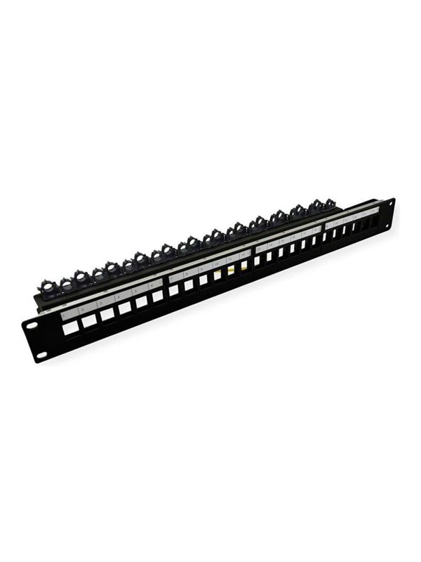 ROLINE 19" keystone module rack, leeg, 24P. afgeschermd , Clip bevestiging, zwart