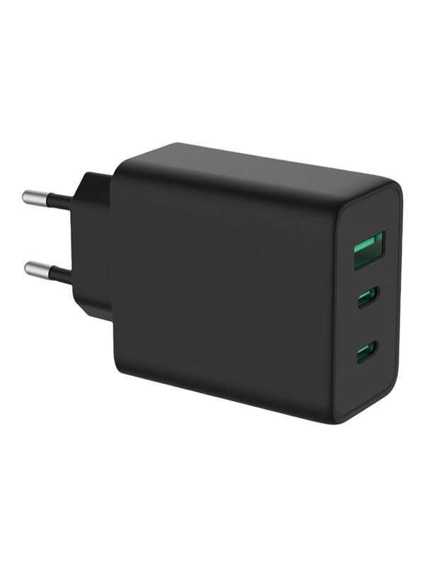 VALUE USB-oplader met eurostekker, 3-poorts (Type-A, 2x Type-C), 65W, GaN