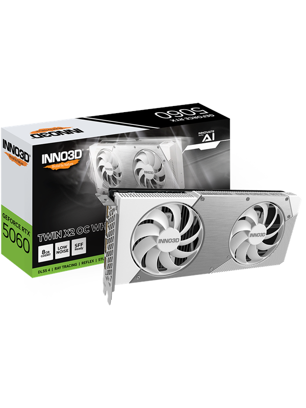 INNO3D NVIDIA GeForce RTX 5060 TWIN X2 OC White - Videokaart - 8GB - GDDR7 - PCIe 5.0 - 1x HDMI 2.1 - 3x DisplayPort 2.1