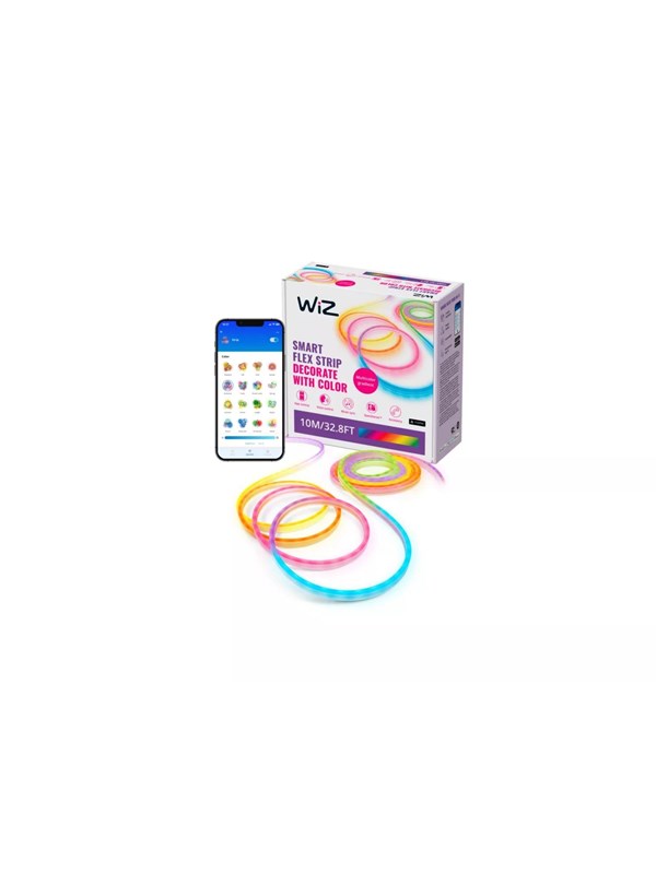 WiZ LED strip - Neon Flex - 10 meter - RGBIC - Makkelijke installatie - Gekleurd en Wit licht - RGBIC; meerdere kleuren tegelijk - Vorm zoals jij wilt - 2x 5 meter
