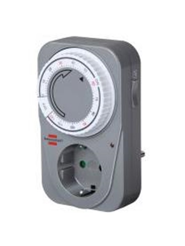 Brennenstuhl Countdown Timer MC 120, mechanisch stopcontact met timer voor stopcontact met countdown-functie en verhoogde aanraakbeveiliging, grijs