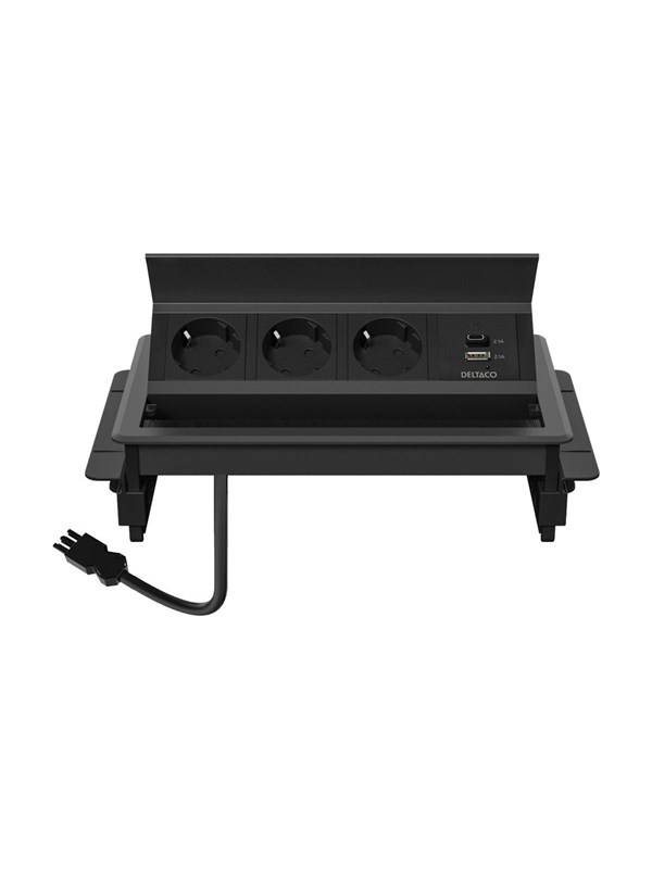 Deltaco OFFICE - power strip - 1x21W A+C USB GST18 cable connector in-desk flip-up