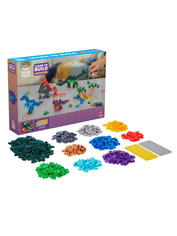 Plus-Plus Learn to Build dino`s 600 delige bouwset - 3918 - Bouwspeelgoed - Constructiespeelgoed - Set met bouwstenen - Vanaf 5 jaar