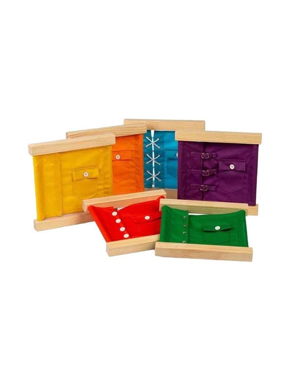 BigJigs houten sluitingen en knopenframes - Montessori speelgoed.