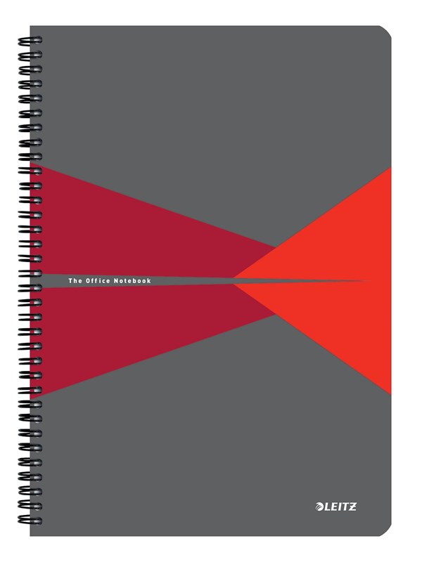 Leitz Office Notebook A4 ruled wirebound with cardboard cover red