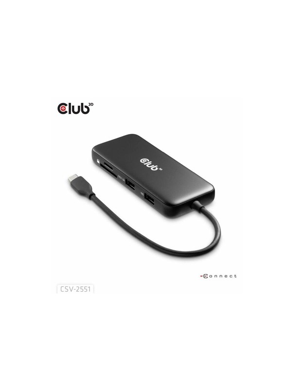 Club 3D 8-in-1 - docking station - USB-C - HDMI DP - 1GbE