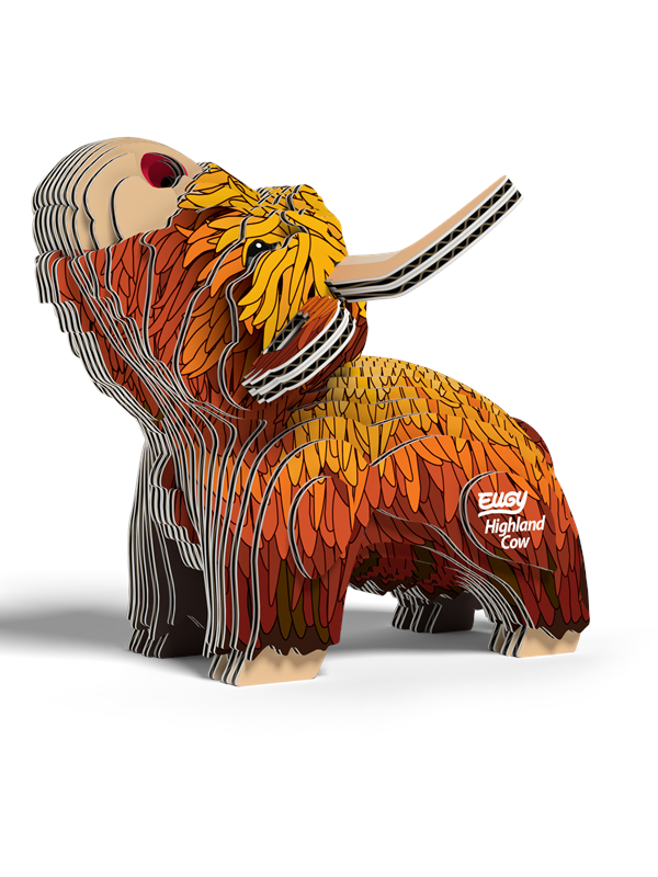 EUGY 3D Puzzel - Hoogland Koe - Boerderijdieren - Duurzaam - Verzamel Ze Allemaal - 6 Jaar