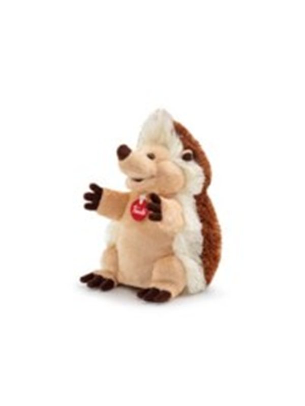 Trudi - Puppets Handpop Egel 25 cm - Handgemaakt in Italie - Zacht pluche - Knuffeldier voor jongens en meisjes - Beige Bruin - 16x25x21 cm maat S