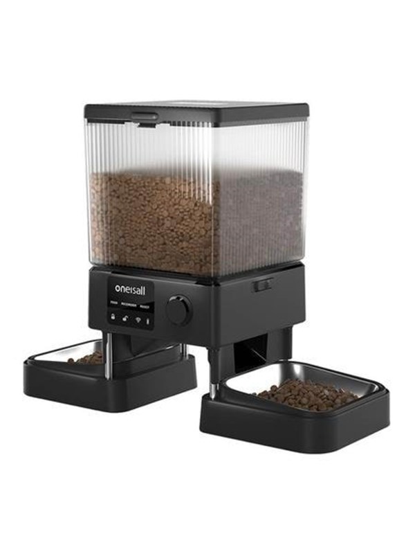 Oneisall Automatische voerbak PFD-002 Pro - 2kg Voer reservoir - Voerautomaat dispenser - Draadloos - Kat en hond - Droogvoer - Nauwkeurige Portiecontrole - Geschikt voor 2 Katten - Met App