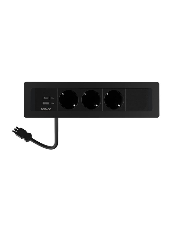 Deltaco OFFICE Power Strip - 3 Outlets