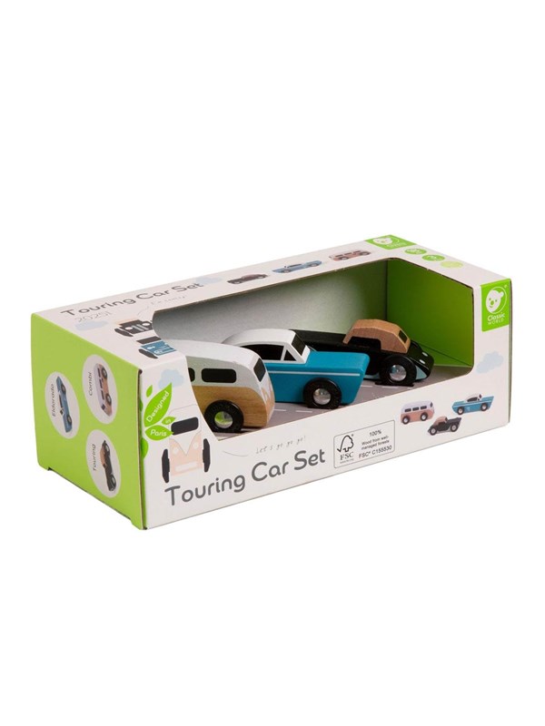 Classic World Houten Tour Auto's Set, 3st.