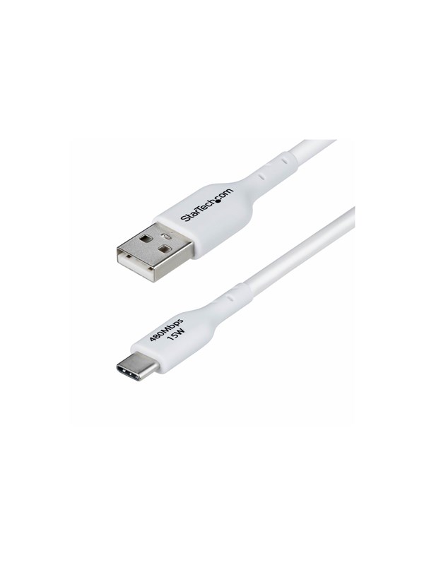 StarTech.com 3m USB-A naar USB-C Laadkabel, USB-A naar USB Type-C Oplaadkabel, Opladen & Synchroniseren, Fast Charge 3A, USB 2.0 Data Transfer Kabel, TPE Mantel, Wit