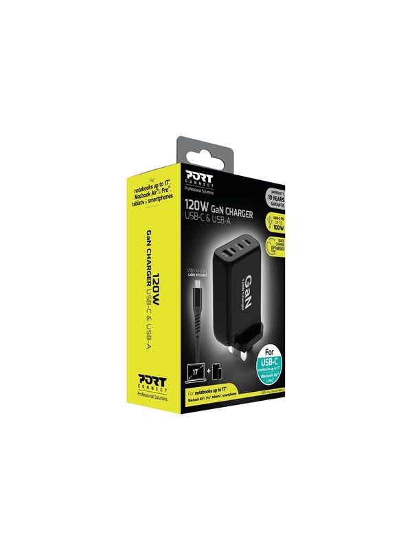 PORT Designs PORT Connect power adapter - GaN technology - USB Type A 3 x USB-C - 120 Watt
