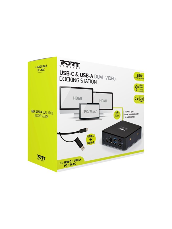 PORT Designs PORT connect USB-C & USB-A Dual Video Docking Station 2 X 2K
