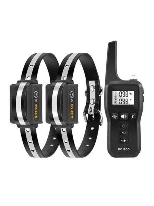 Rojeco 1000m Dog Training Collar Set - 2 Collars PD529 (Black)