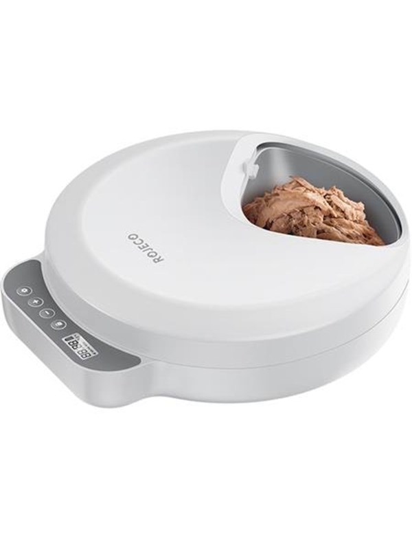 Rojeco 4-Meal Cat Feeder - Button Version with 2 Ice Packs (White)